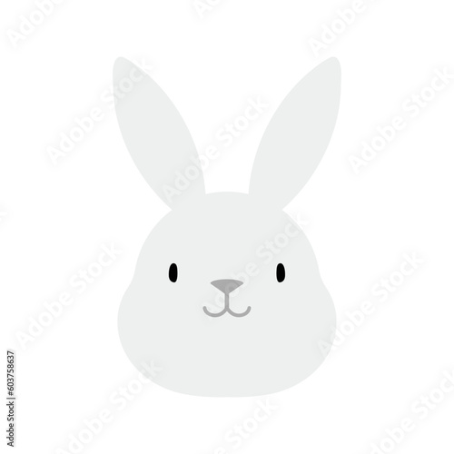 Kawaii rabbit, bunny, hare face illustration. Hand drawn cute cartoon animal character illustration. Flat style design, isolated vector. Mid Autumn Festival, Easter print element, Chinese zodiac