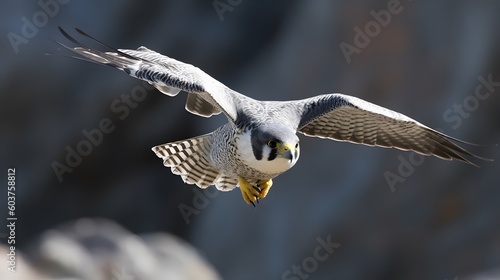 Generative AI. Close-up flight of a bird of prey