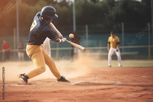 man sport team baseball athlete field bat horizontal ball player game. Generative AI.