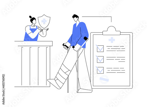 Workplace injury compensation abstract concept vector illustration.