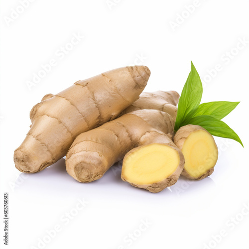 A organic and natural ginger on white background.
