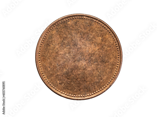 old empty  copper coin on a transparent isolated background. png