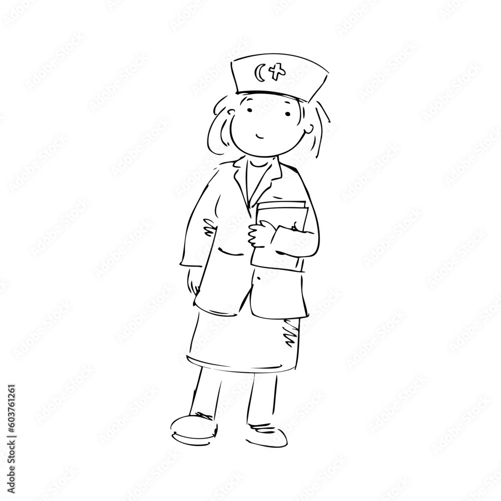Cartoon character of a nurse with a clipboard. Vector illustration. Cartoon character of a nurse with a clipboard. Vector illustration.