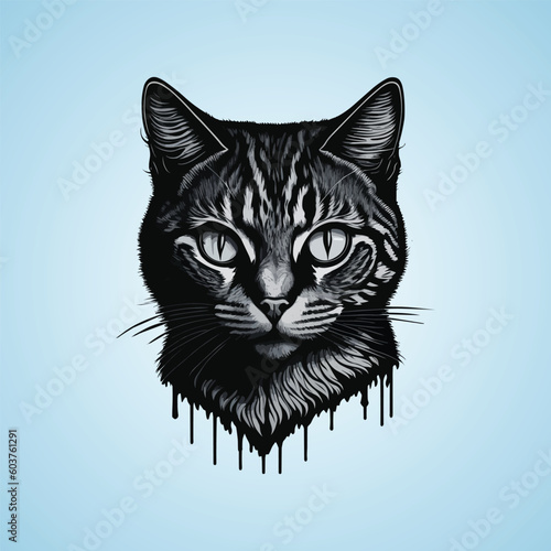 Cat Illustration Vector Cute Pussy Kitten Meow Beautiful Kitty T-Shirt Logo