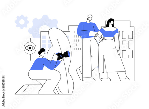 Private detective surveillance abstract concept vector illustration.