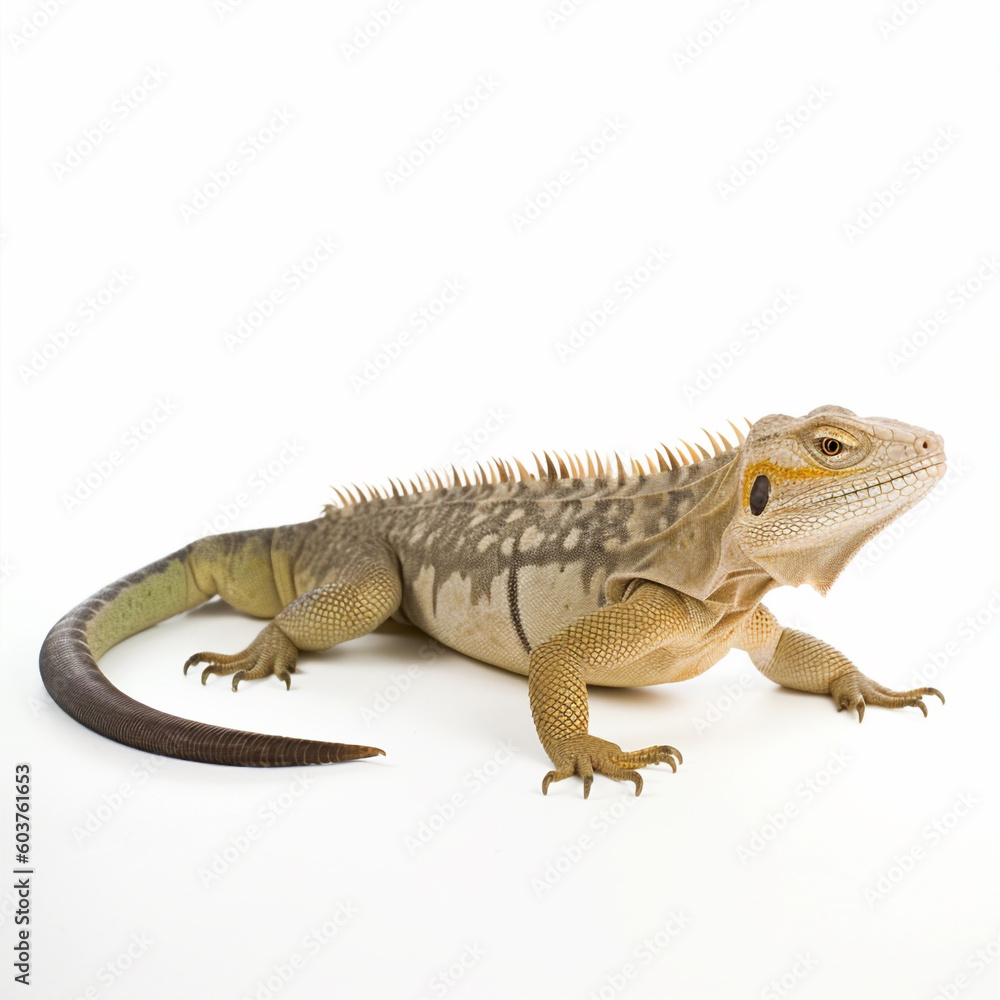 Fototapeta premium Bearded dragon lizard Iguana isolated on white background 