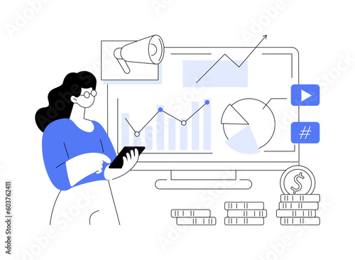 Campaign analysis abstract concept vector illustration.