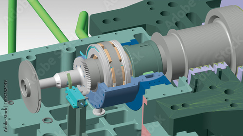 Fotografija thrust bearing turbine 3D illustration