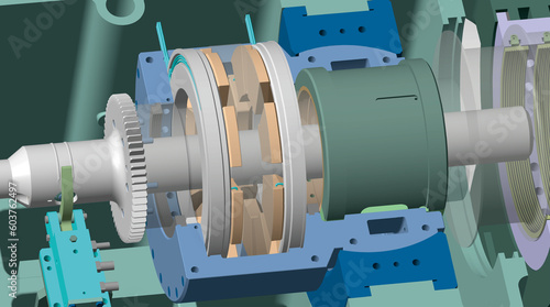 Fotografie thrust bearing turbine 3D illustration
