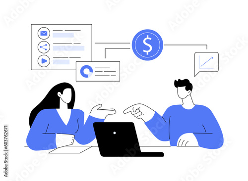 Briefing with a client abstract concept vector illustration.
