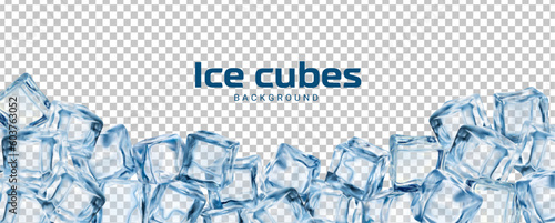 Fotografia Realistic ice cubes background, crystal ice blocks frame
