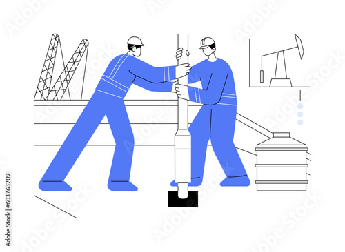 Onshore oil drilling abstract concept vector illustration.