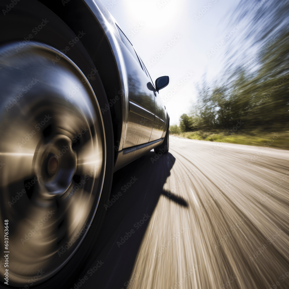 Car Moving Wheels Spinning Making Right Turn Stock Photo - Image