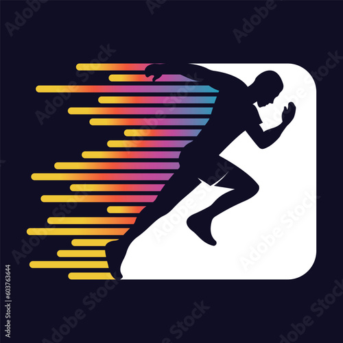 Running Man silhouette Logo  Marathon logo template  running club or sports club with slogan template
