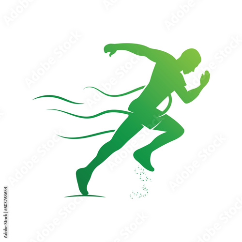 Running Man silhouette Logo, Marathon logo template, running club or sports club with slogan template