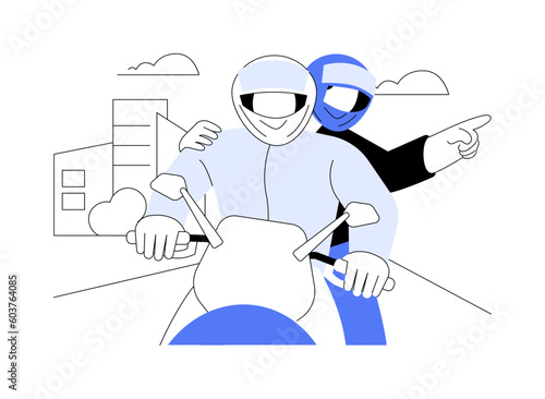 Riding with a passenger abstract concept vector illustration.