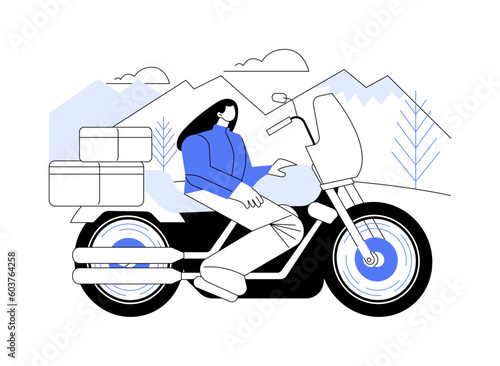 Travel by motorcycle abstract concept vector illustration.