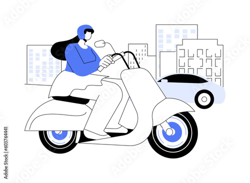 Scooter city ride abstract concept vector illustration.