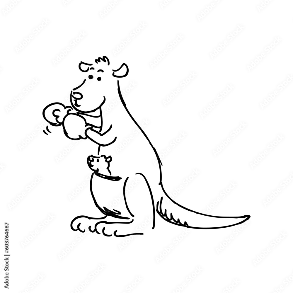 Kangaroo with a mouse. Vector illustration of a kangaroo. Kangaroo with a mouse. Vector illustration of a kangaroo.