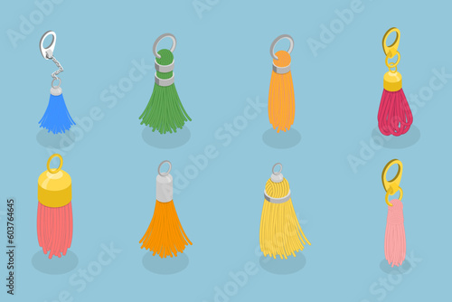 3D Isometric Flat Vector Set of Trinkets, Tassels Accessorie