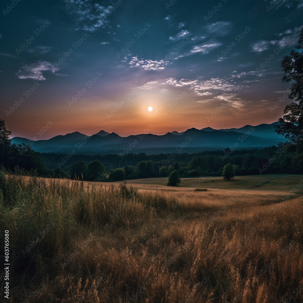 sunset in the mountains - Generative AI sunset in the mountains - Generative AI