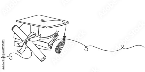 Graduation line art style vector illustration