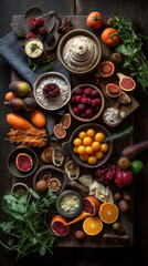 Tableau sur toile  Climate Conscious Foods on a Rustic Table  © Eirik Sørstrømmen