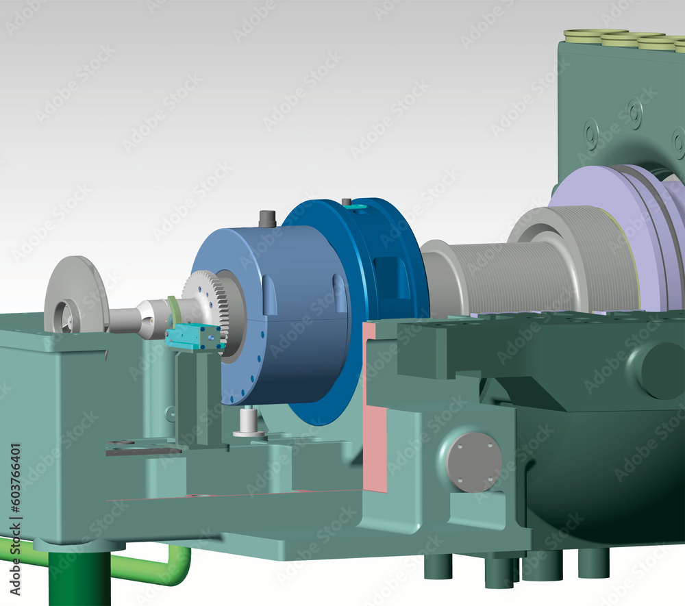 thrust bearing turbine 3D illustration thrust bearing turbine 3D illustration