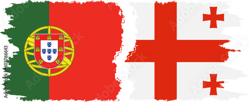 Georgia and Portugal grunge flags connection vector