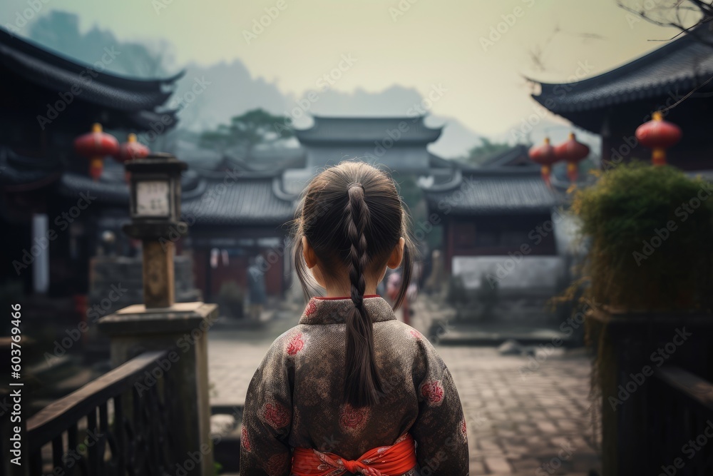 Chinese village little girl. Generate Ai Chinese village little girl. Generate Ai
