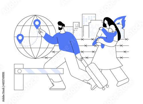 Refugees abstract concept vector illustration.