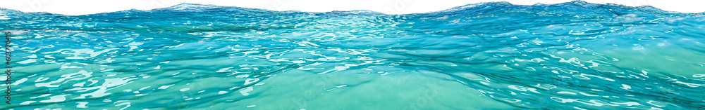Ocean horizon. Realistic texture of the sea or ocean, 3d rendering. Banner with a sea surface. Waves with ripples. Transparent background, PNG file