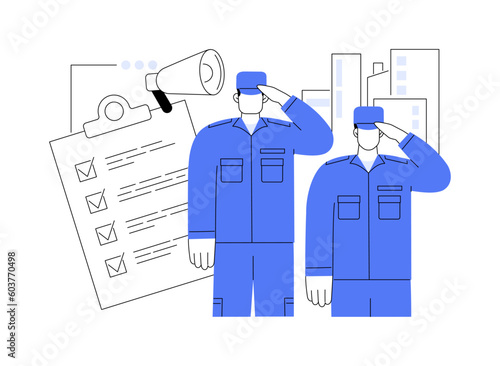Compulsory military service abstract concept vector illustration.