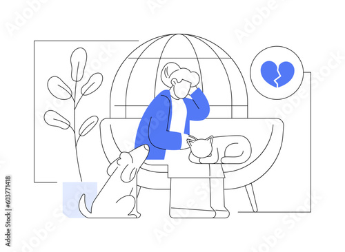 Social isolation abstract concept vector illustration.