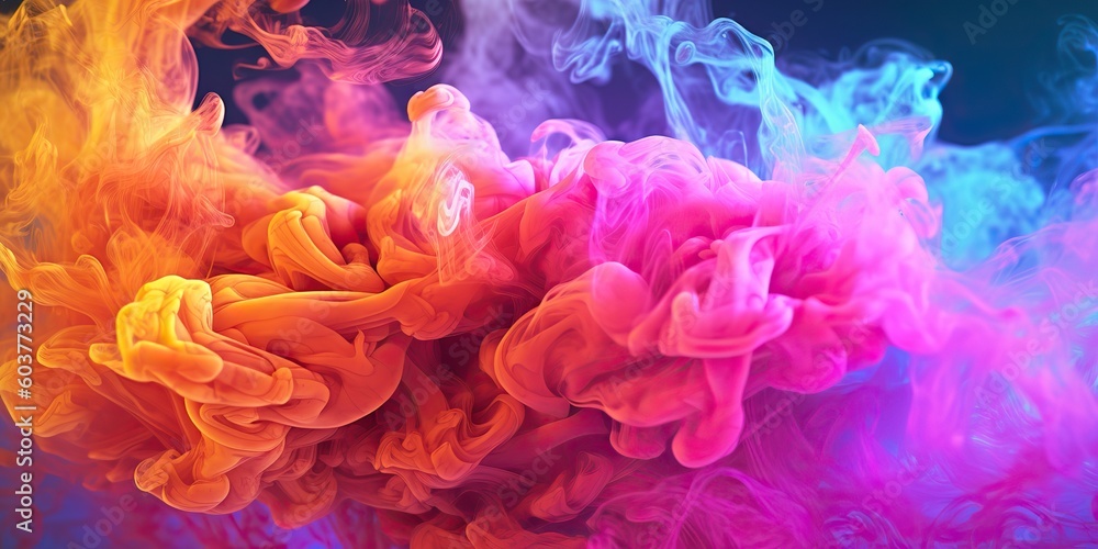 AI Generated. AI Generative. Photo illustration of realistic color vibrant smoke fog explosion. Graphic Art