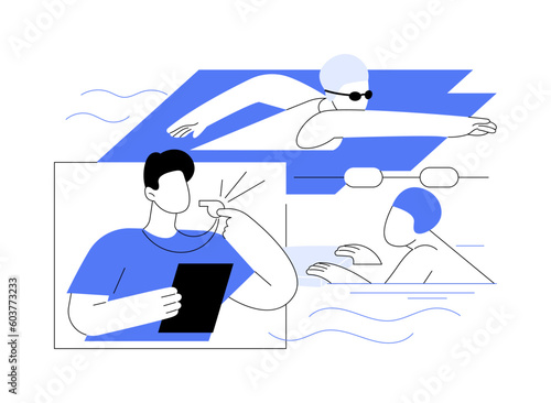 Swim camp abstract concept vector illustration.