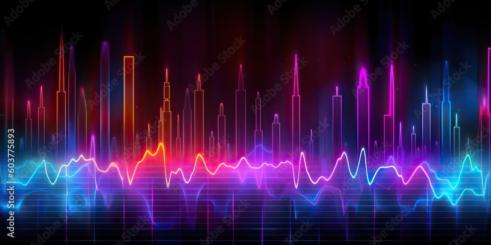 AI Generated. AI Generative. Equalizer effect neon music wave. Graphic Art AI Generated. AI Generative. Equalizer effect neon music wave. Graphic Art