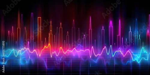 AI Generated. AI Generative. Equalizer effect neon music wave. Graphic Art