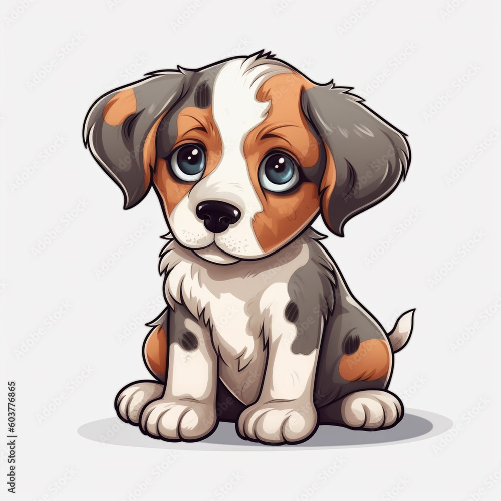 Cute puppy dog sit in white isolated background, Generative AI Cute puppy dog sit in white isolated background, Generative AI