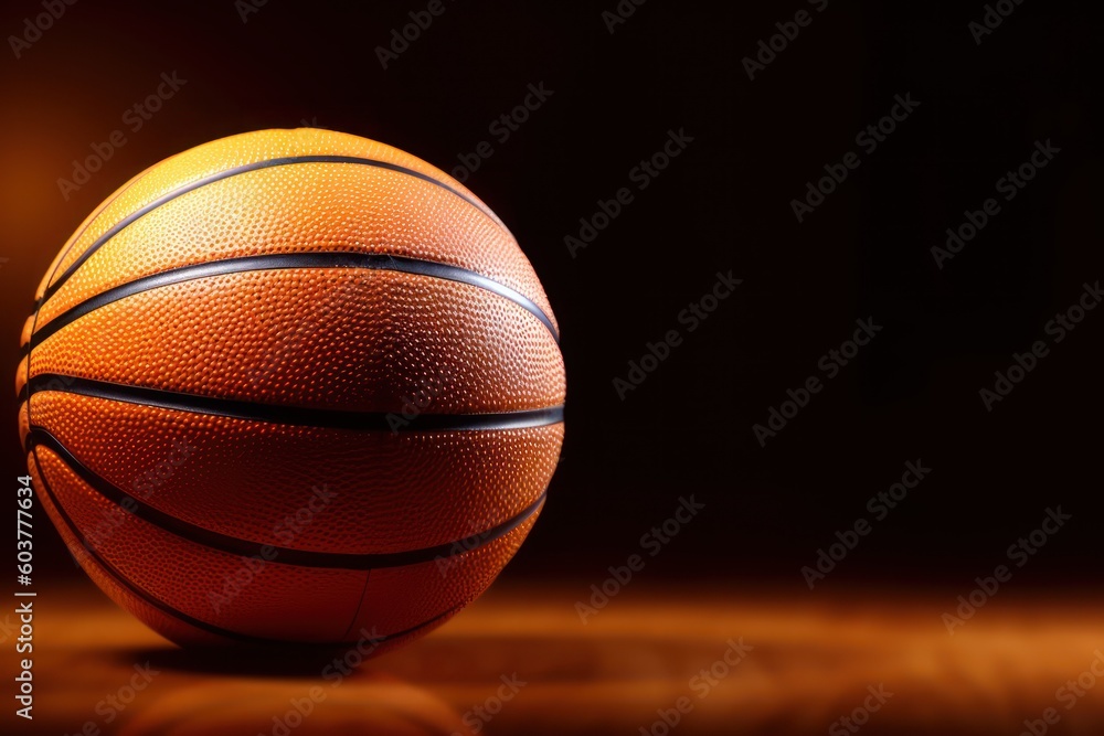 basketball on black background and copy space with Ai Generated basketball on black background and copy space with Ai Generated