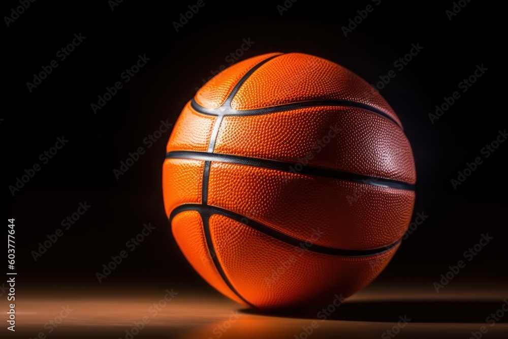 basketball ball on black isolated copy space  with Ai Generated