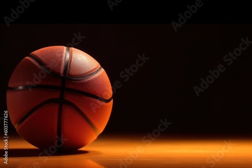 basketball ball in the black isolated copy space with Ai Generated. © EmmaStock