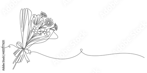 Flower boquet line art hand drawn vector illustration