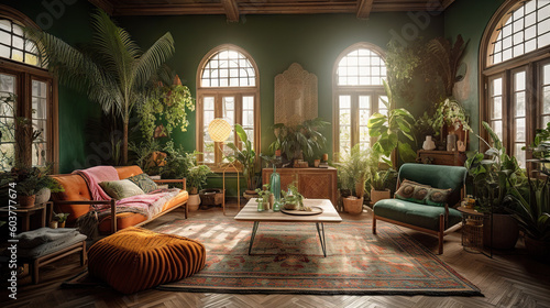  Tropical Living Room - generative AI, AI generated