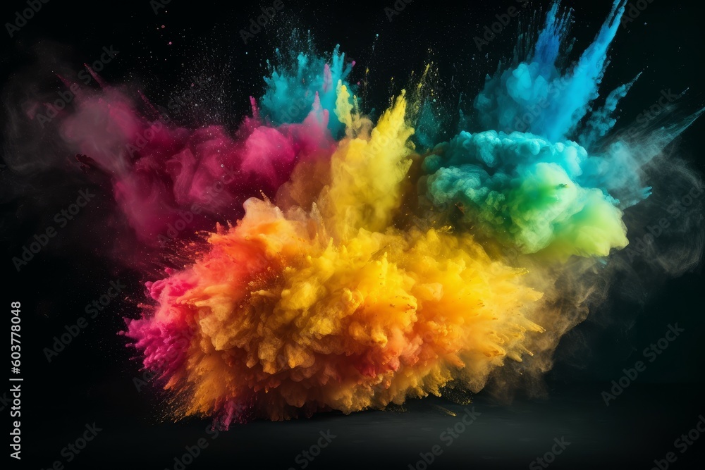 Colorful powder explosion paint. Generate Ai Colorful powder explosion paint. Generate Ai