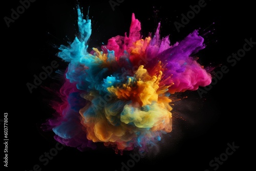 Colorful powder explosion dust. Generate Ai