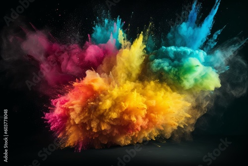 Colorful powder explosion paint. Generate Ai