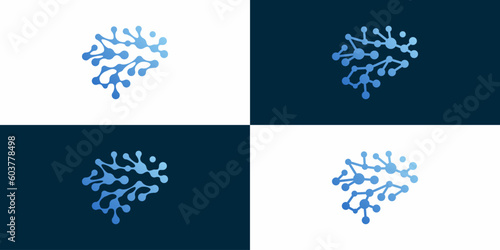 neuron connection logo design,  Human brain icon innovation intelligence vector illustration.