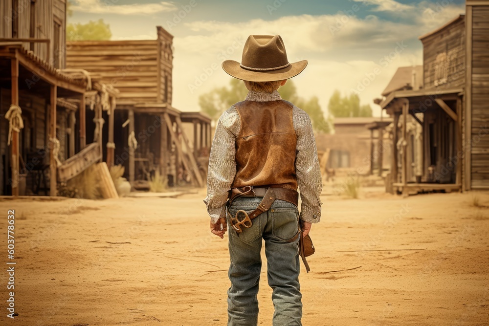 Cowboy child jeans wild west. Generate Ai