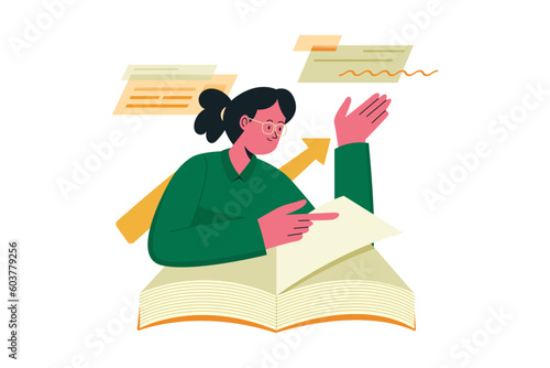 women read big and thick books to improve their business vector illustration design concept